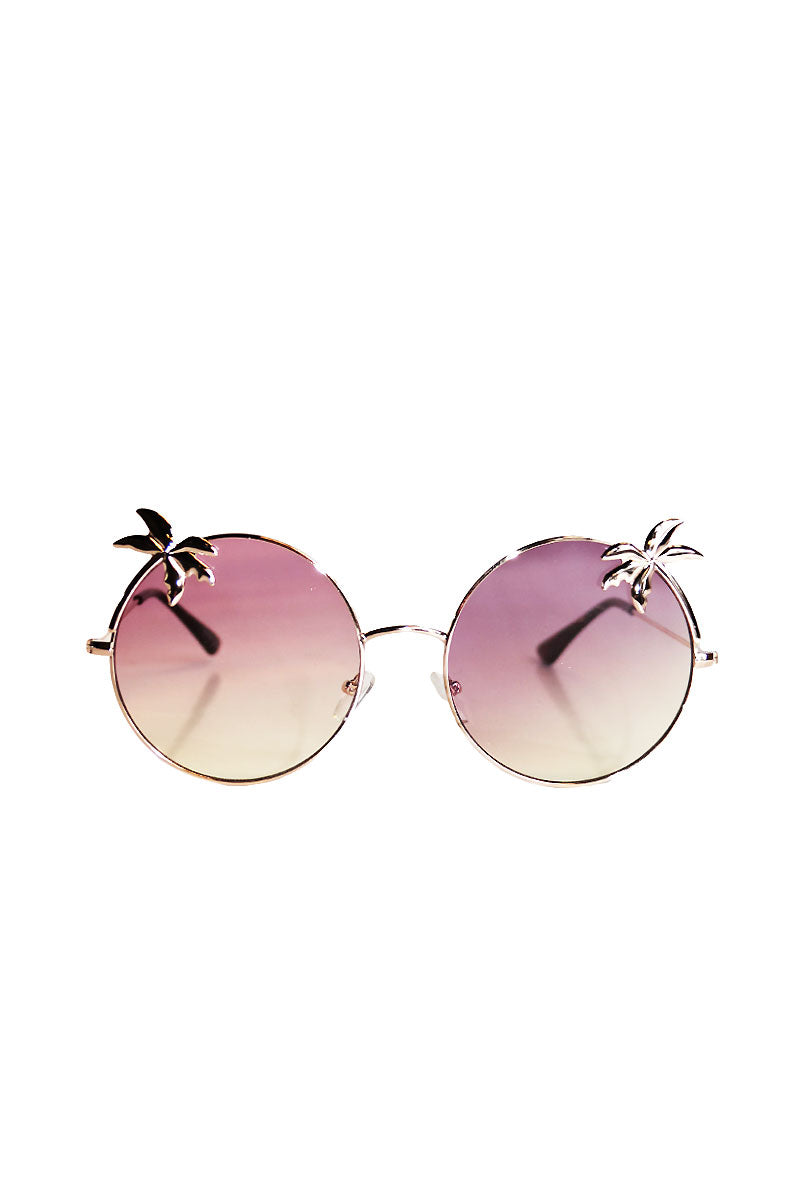 Round Palm Tree Sunglasses-Purple