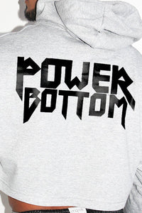 Power Bottom Crop Hoodie-Grey