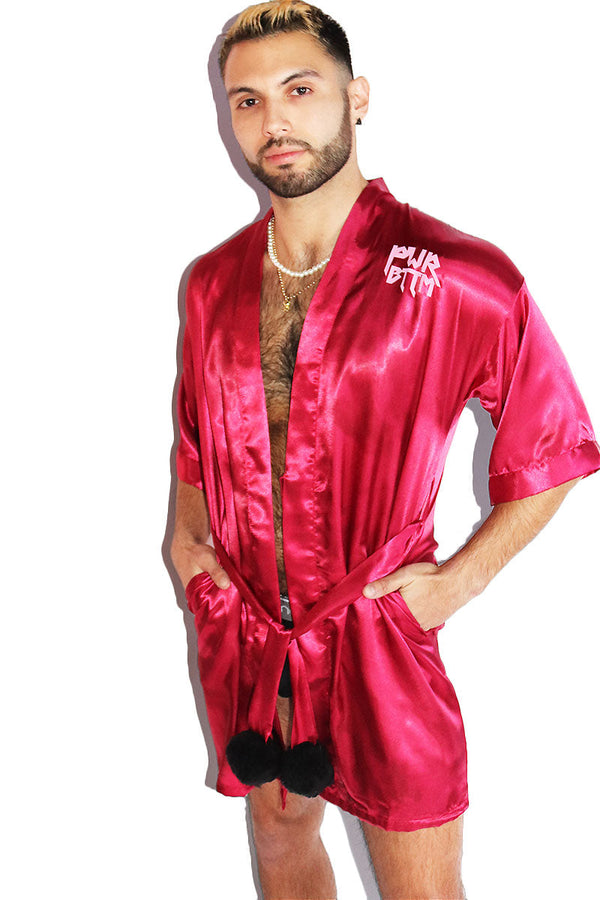 Power Bottom Lounge Robe in Burgundy, view 2