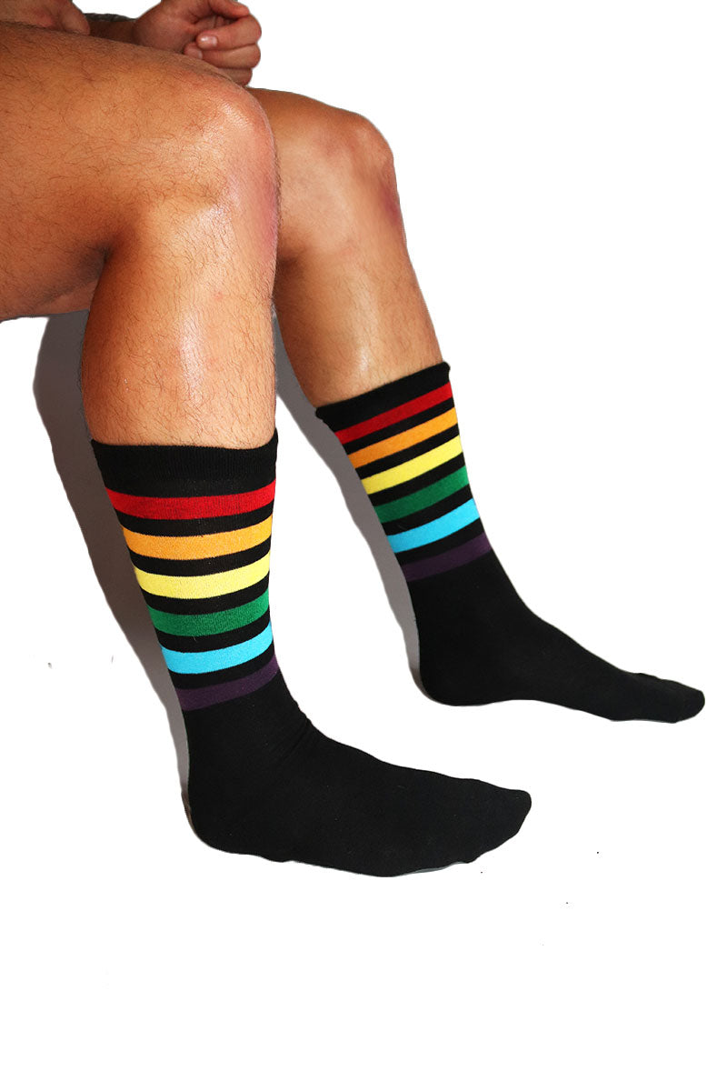 Prism Stripe Quarter Length Socks- Black