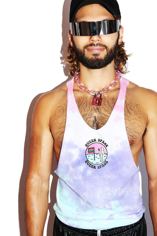 Queer Space Tye Dye String Tank in Multi, view 2