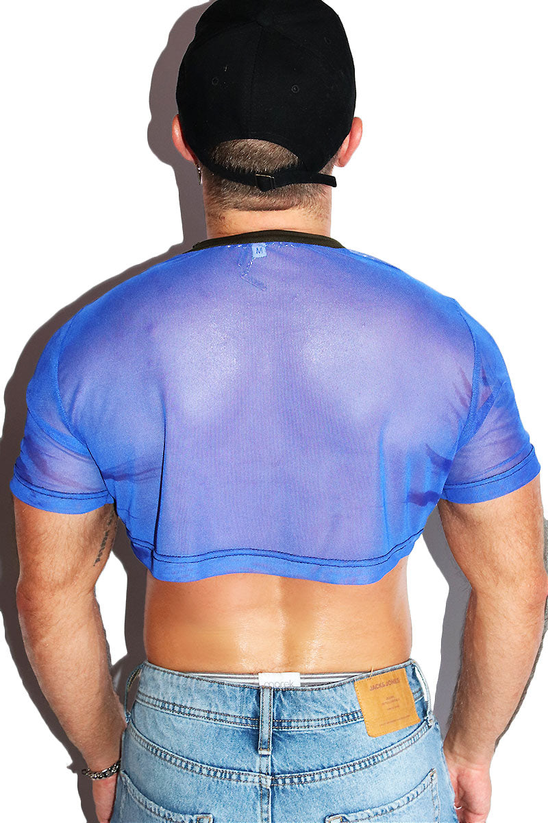 Queer All Year Mesh Extreme Crop Tee- Blue