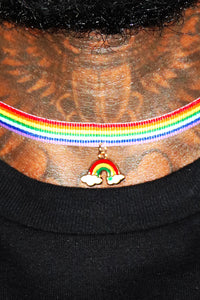 Ribbon Rainbow Choker Necklace - Silver