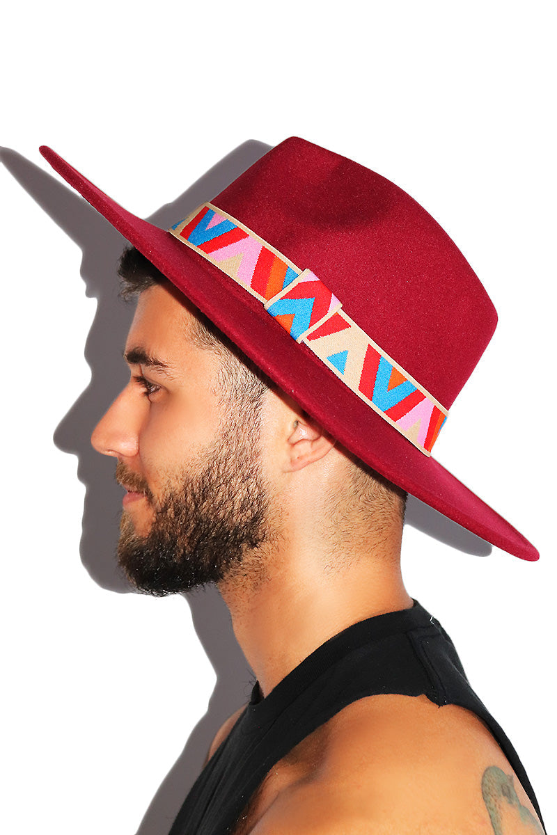 Desert Shade Wide Brim Hat - Burgandy
