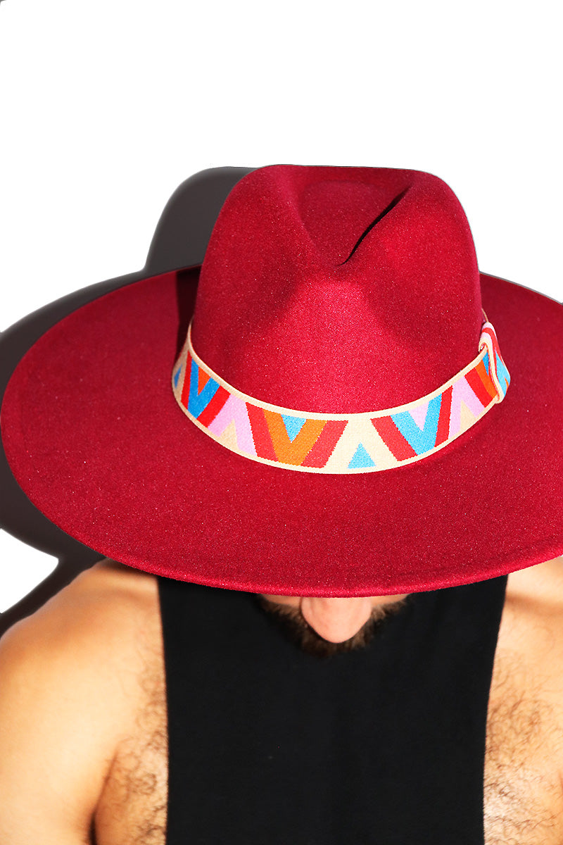 Desert Shade Wide Brim Hat - Burgandy