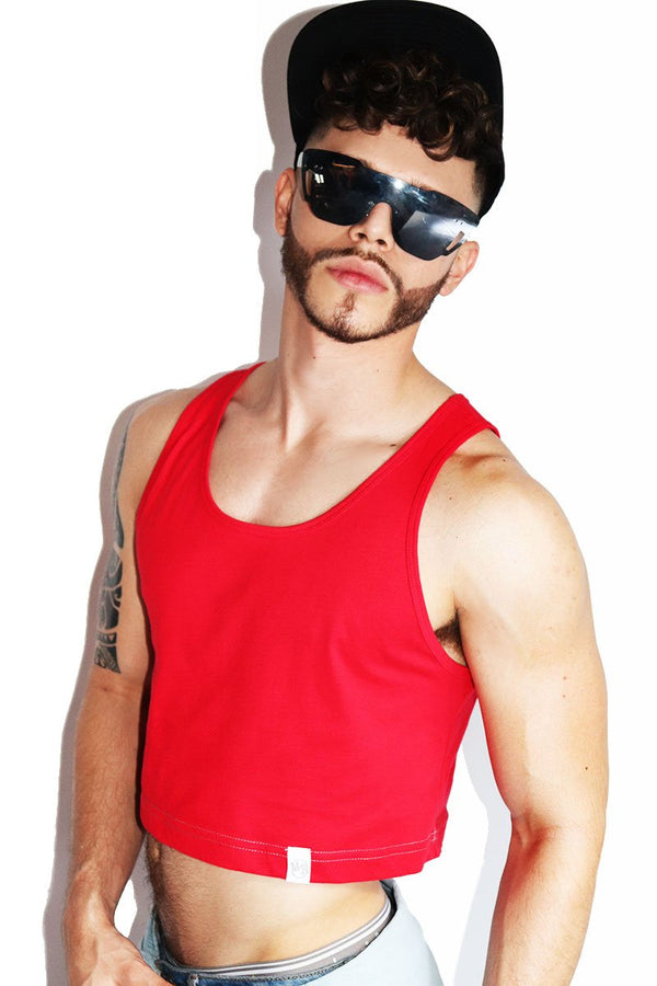 Core Crop Racerback Tank in Red, view 2