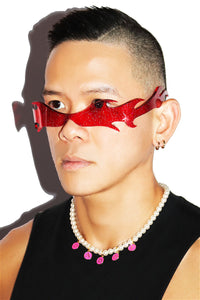 Dragon's Breath Glitter Acrylic Sunglasses- Red