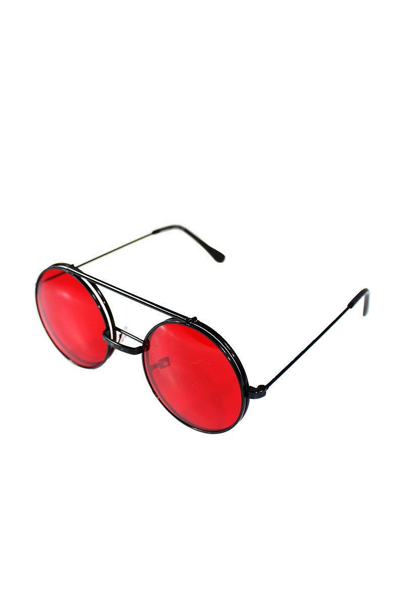 Boston Rim Flip Up Sunglasses-Red