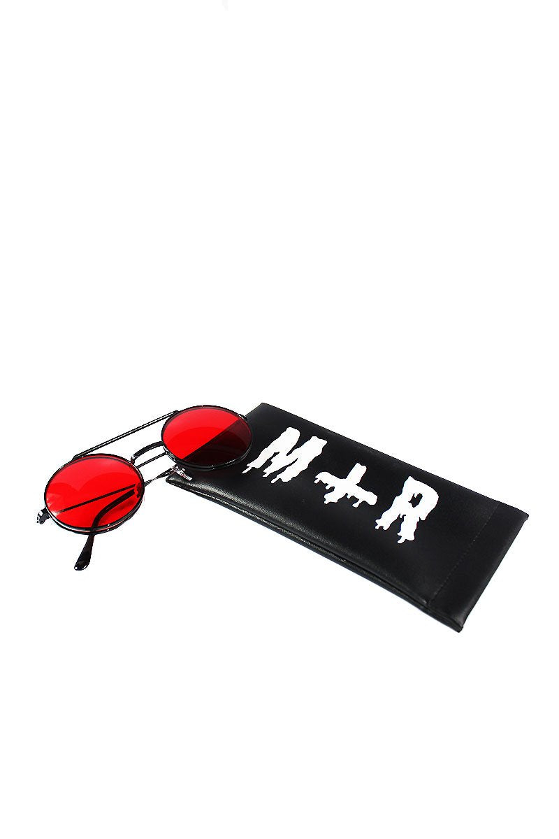 Boston Rim Flip Up Sunglasses-Red