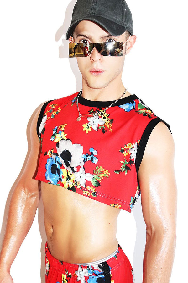 Bali Extreme Crop Tank in Red, view 2