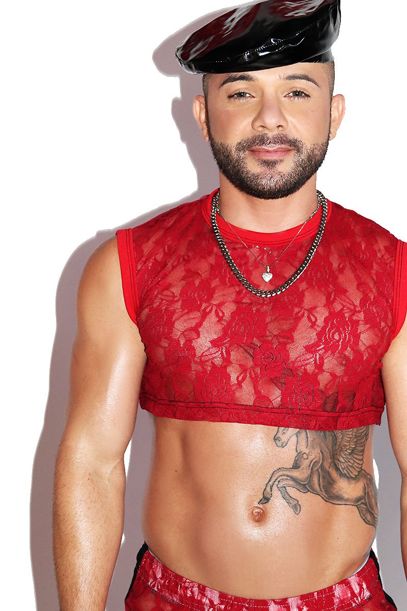Rose Bordello Extreme Crop Tank- Red