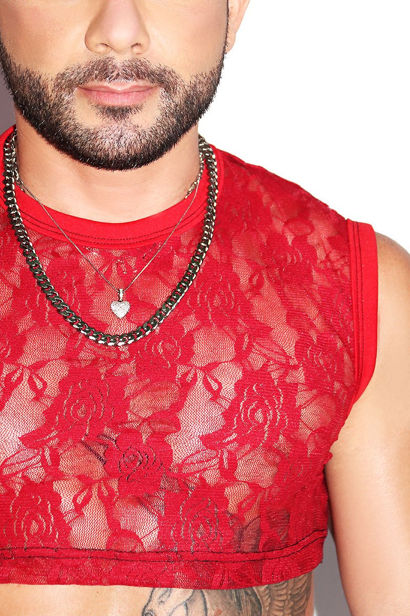 Rose Bordello Extreme Crop Tank- Red