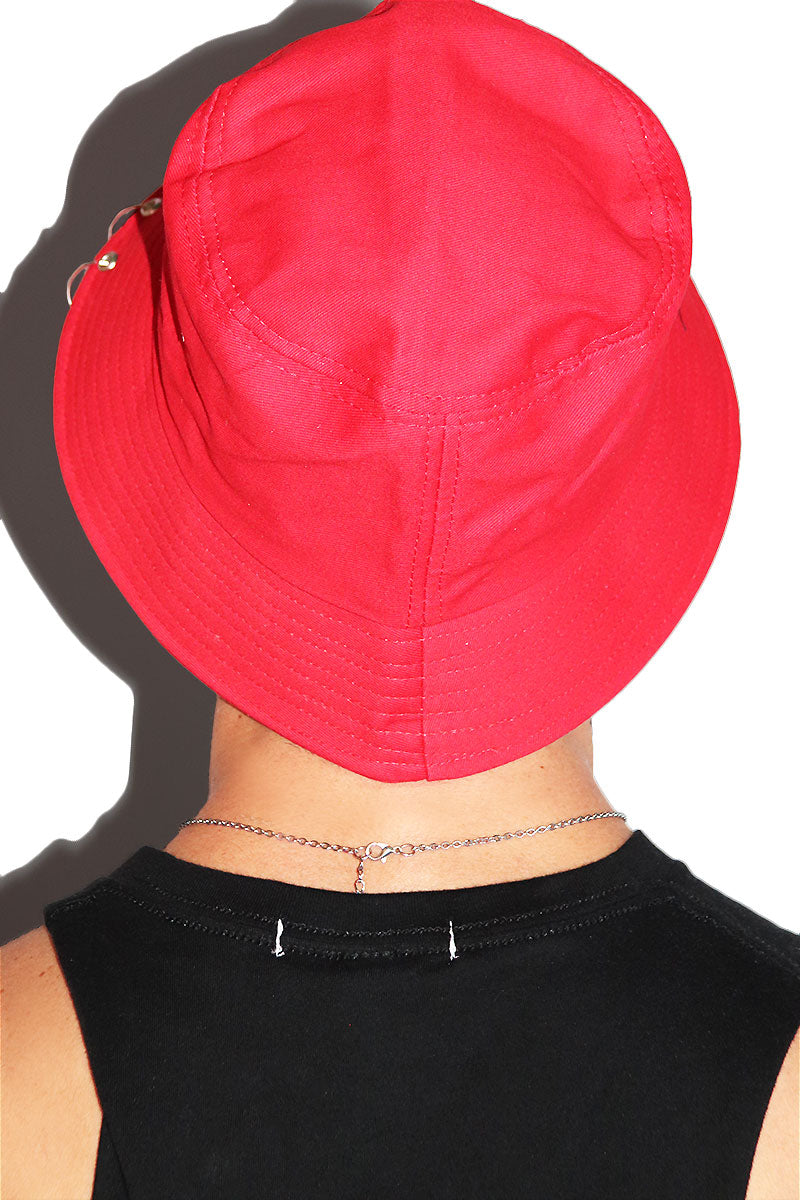Pierced Bucket Hat - Red