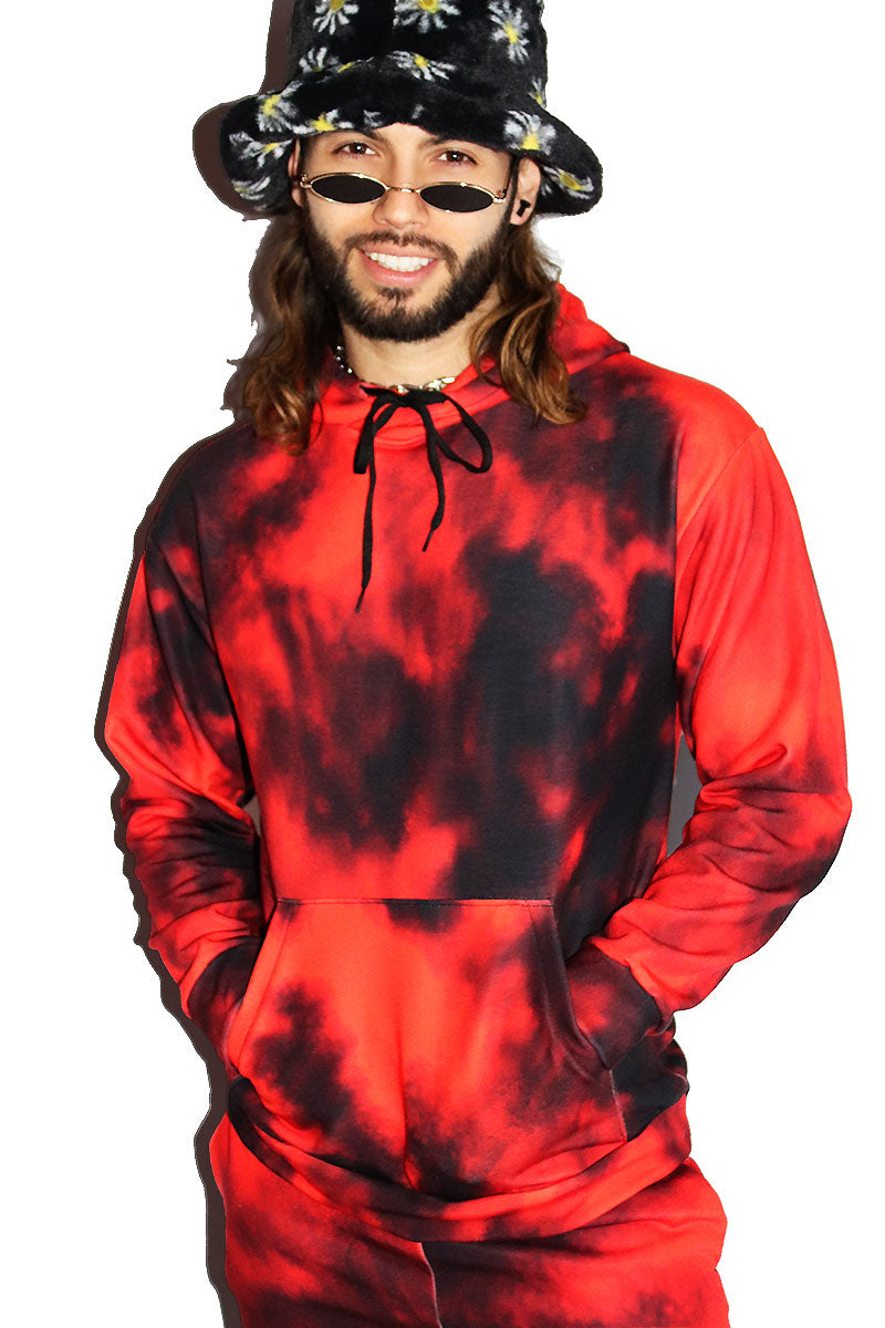 Heat Signature All Over Print Long Sleeve Hoodie- Red