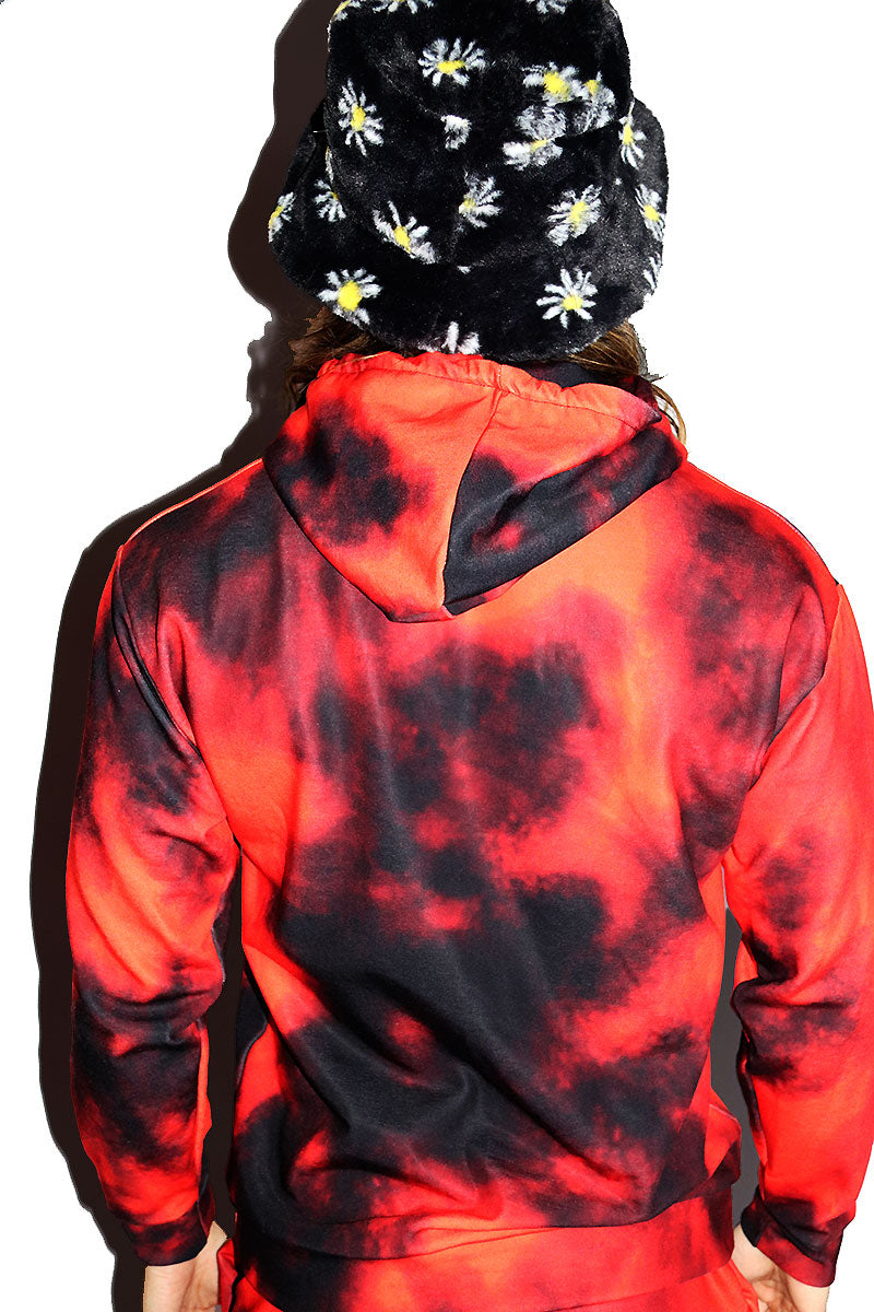 Heat Signature All Over Print Long Sleeve Hoodie- Red