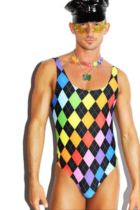 Arygle Rainbow All Over Bodysuit -Multi