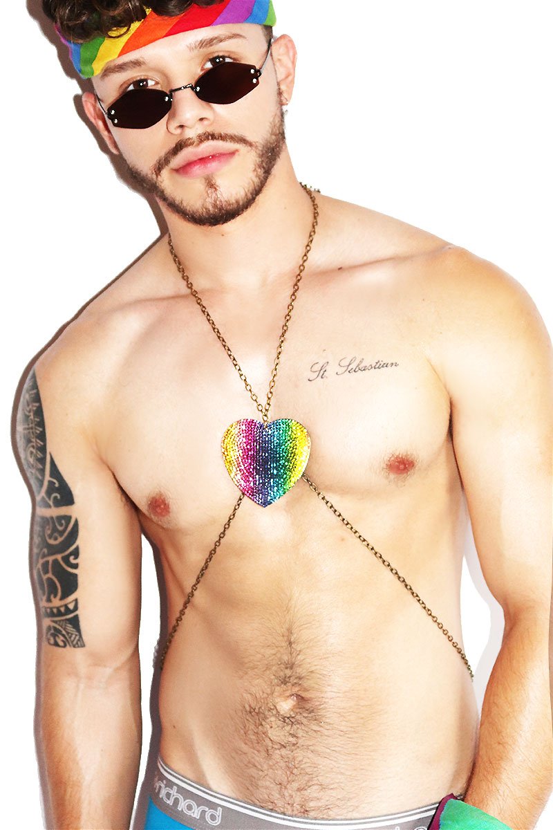 Rhinestone Heart Harness-Gold