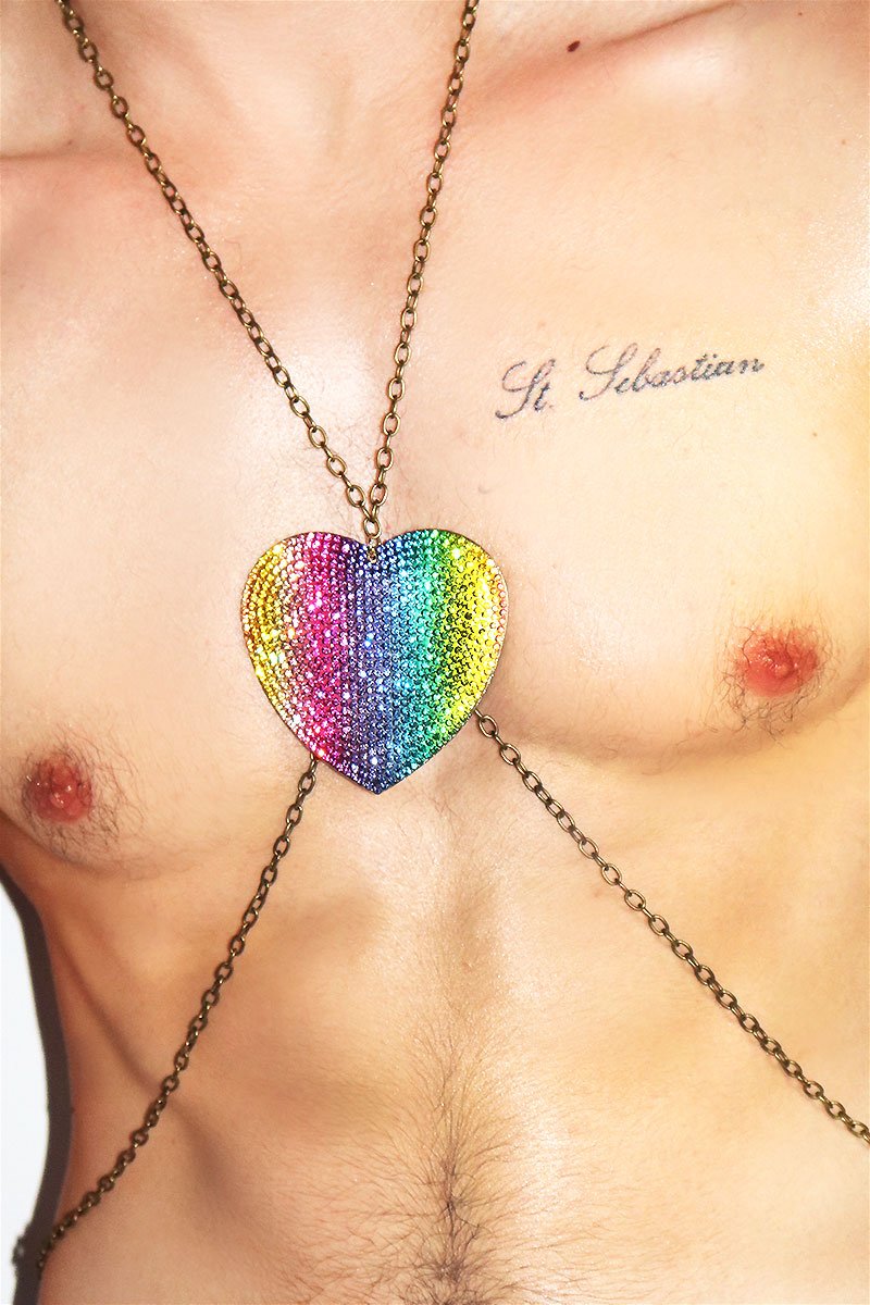 Rhinestone Heart Harness-Gold