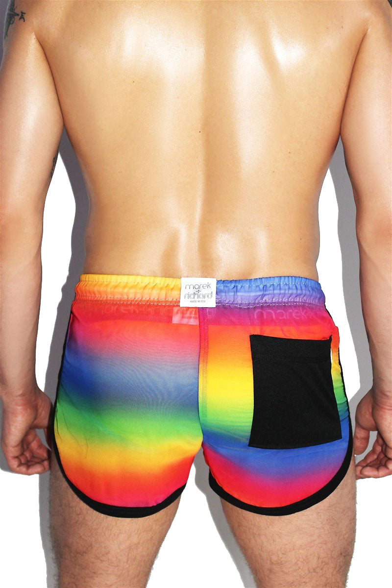 Rainbow Mesh Running Shorts- Multi