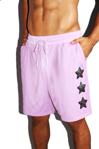 Hip Hop Star Mesh Gym Shorts- Purple