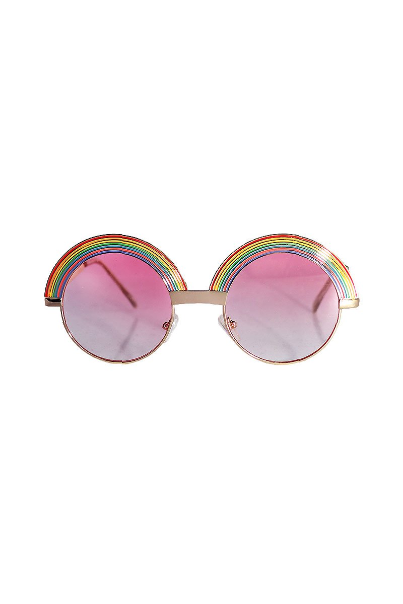 Retro Rainbow Sunglasses- Pink