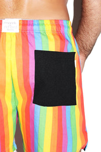 Rainbow Stripe Cotton Athletic Shorts-Multi
