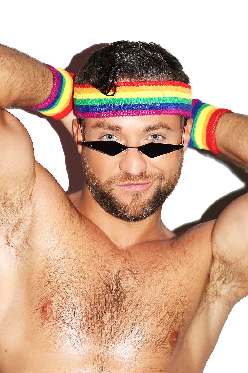 Pride Rainbow Workout Sweatband Headband And Cuffs-Multi