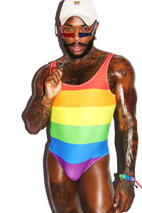 Rainbow Stripe All Over Bodysuit -Multi