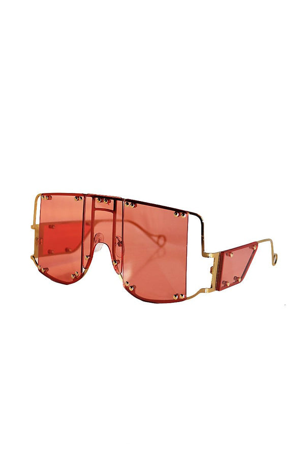 Armor Shield Flat Top Sunglasses in Pink