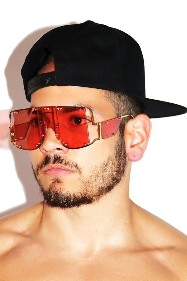 Armor Shield Flat Top Sunglasses in Pink, view 2