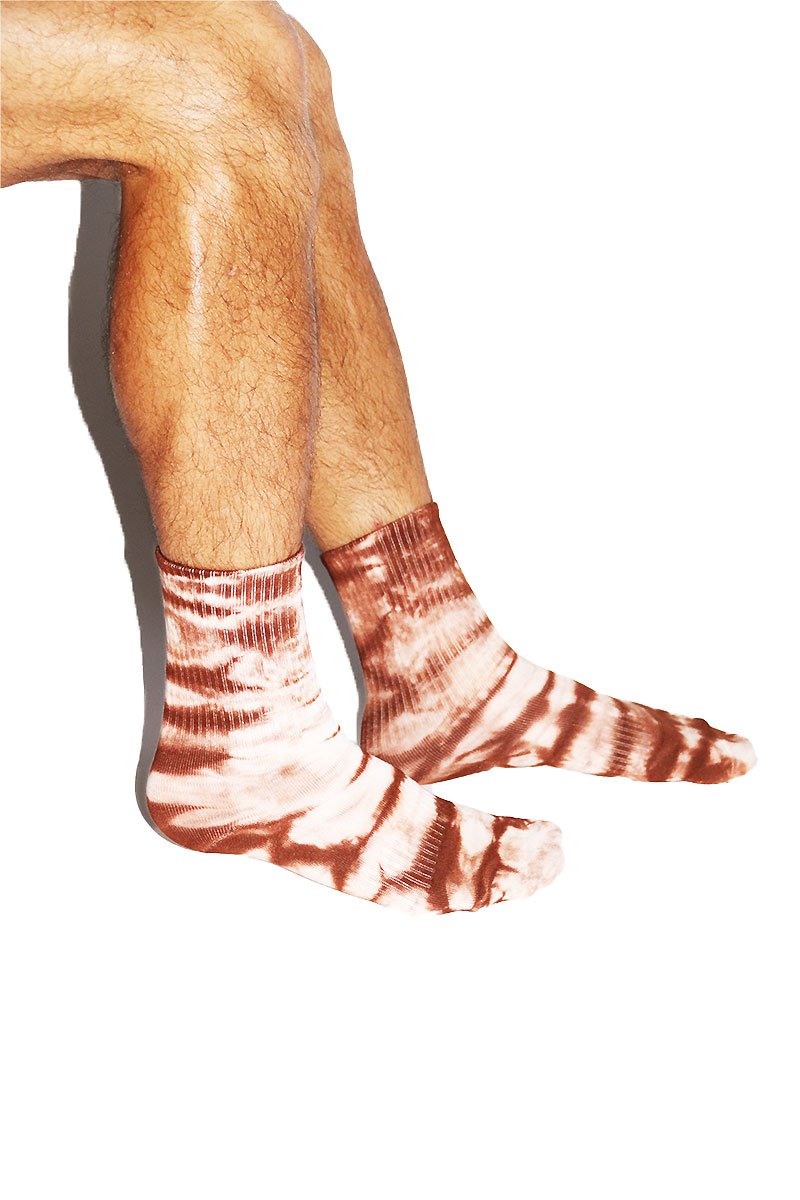 Rustic Tye Dye Quarter Length Socks- Brown