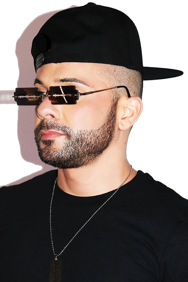 Razor Blade Acrylic Sunglasses in Black, view 2