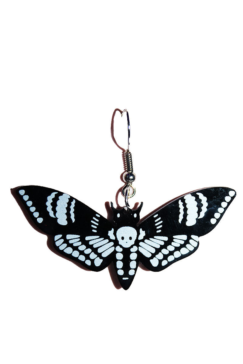 Death Moth Acrylic Single Earring - Black