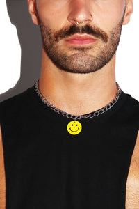 Smile Acrylic Pendant Necklace - Silver