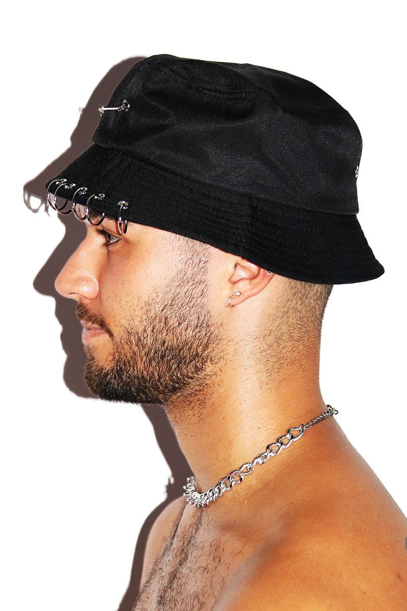 Pierced Bucket Hat - Black