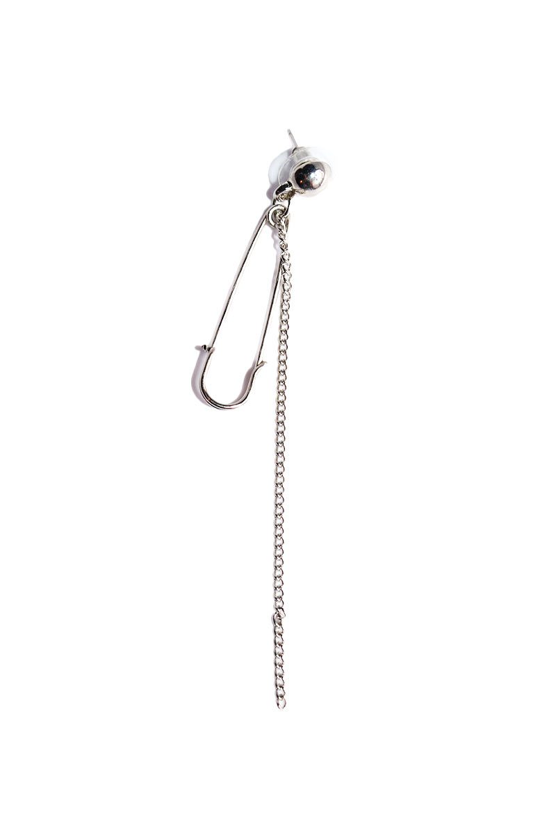 Safety Pin Dangle Earring-Silver