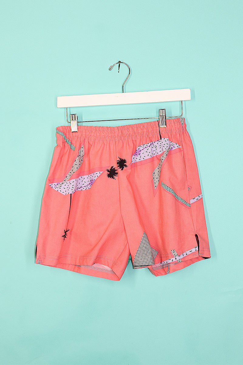 Sample#00150-California Vibes Cotton Althletic Shorts Pink- S