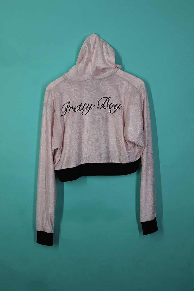 Sample#00240-Pretty Boy Crop Velvet Jacket Pink- M