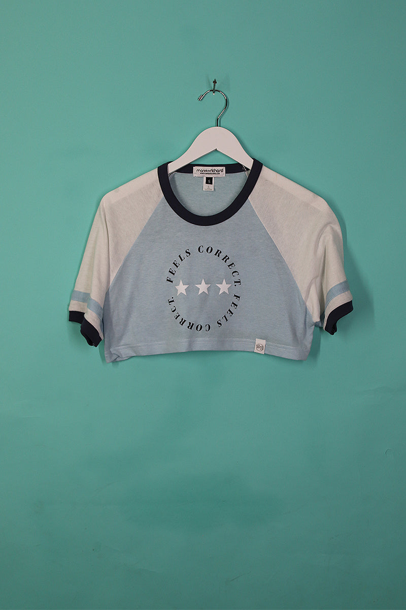 Sample#00475-Feels Correct Extreme Crop Tee Sky Blue- S