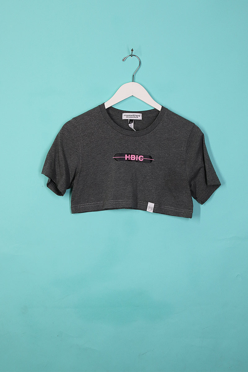 Sample#00476-HBIC Extreme Crop Tee Charcoal- S