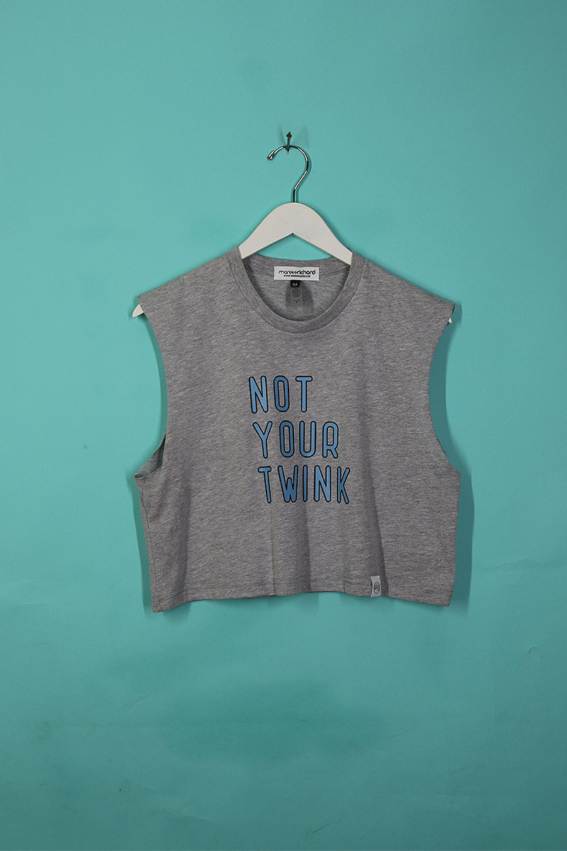 Sample#00498-Not Your Twink Crop Tank Grey- M