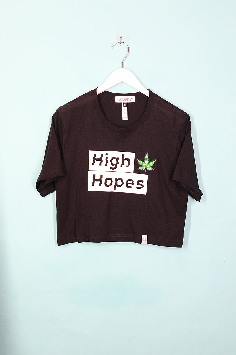 Sample#00526-High Hopes Crop Tee Black- M