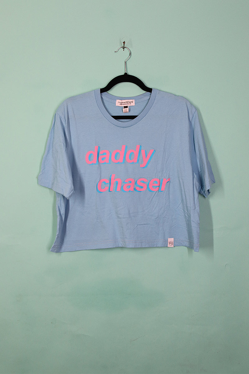 Sample#00668-Daddy Chaser Crop Tee Sky Blue- XL