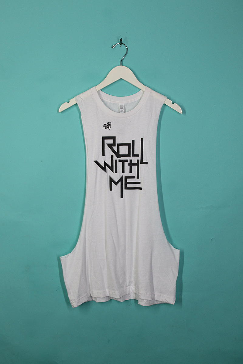 Sample#00784-Roll With Me Low Armhole Tank White- L