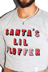 Santa's Fluffer Long Sleeve Crop Thermal- Grey