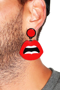 Sass Mouth Single Earring-Red