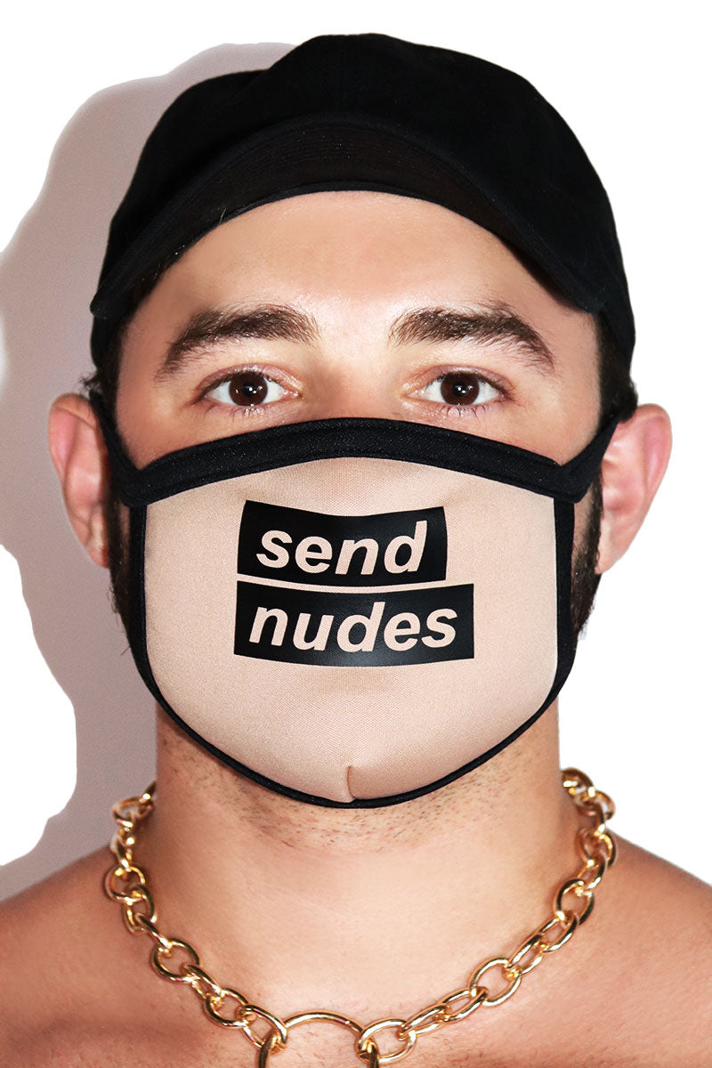 Send Nudes Face Mask- Brown