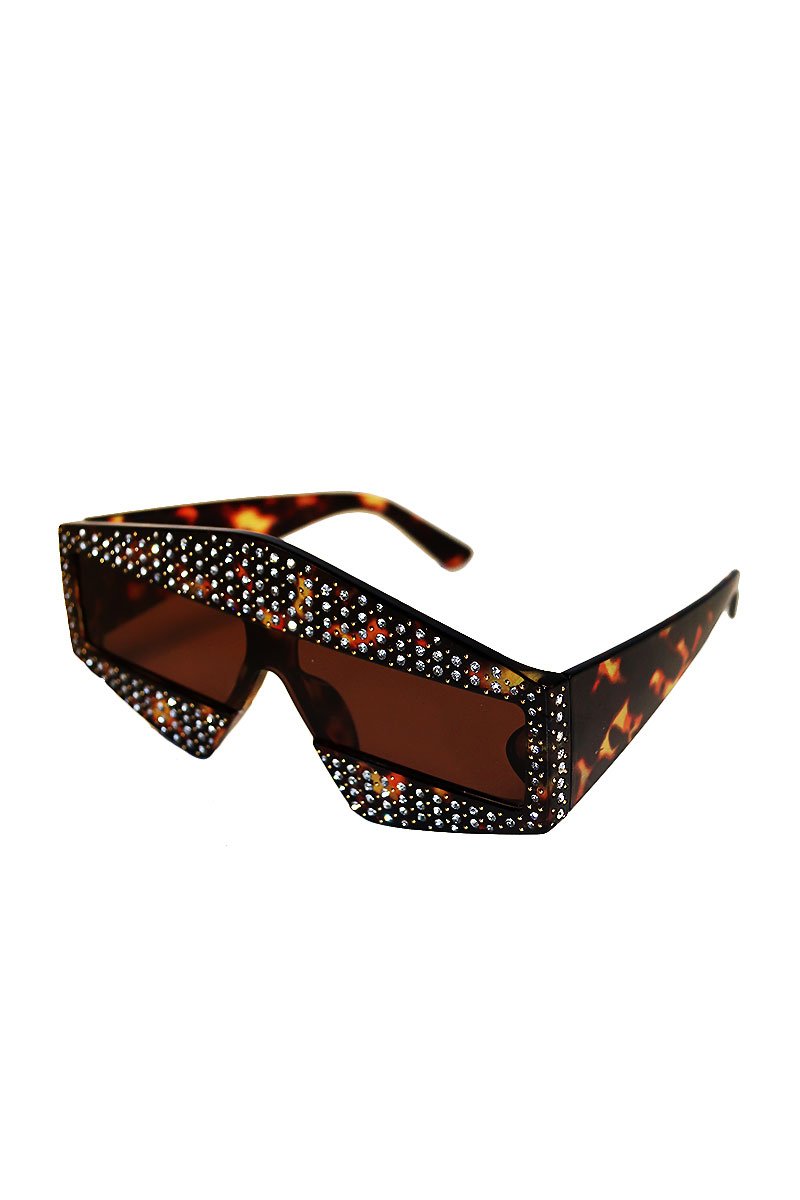 3D Modern Cinema Rhinestone Sunglasses-Black