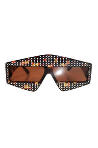 3D Modern Cinema Rhinestone Sunglasses-Black