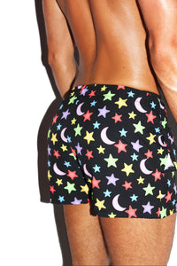 Glow Galaxy All Over Active Shorts- Black